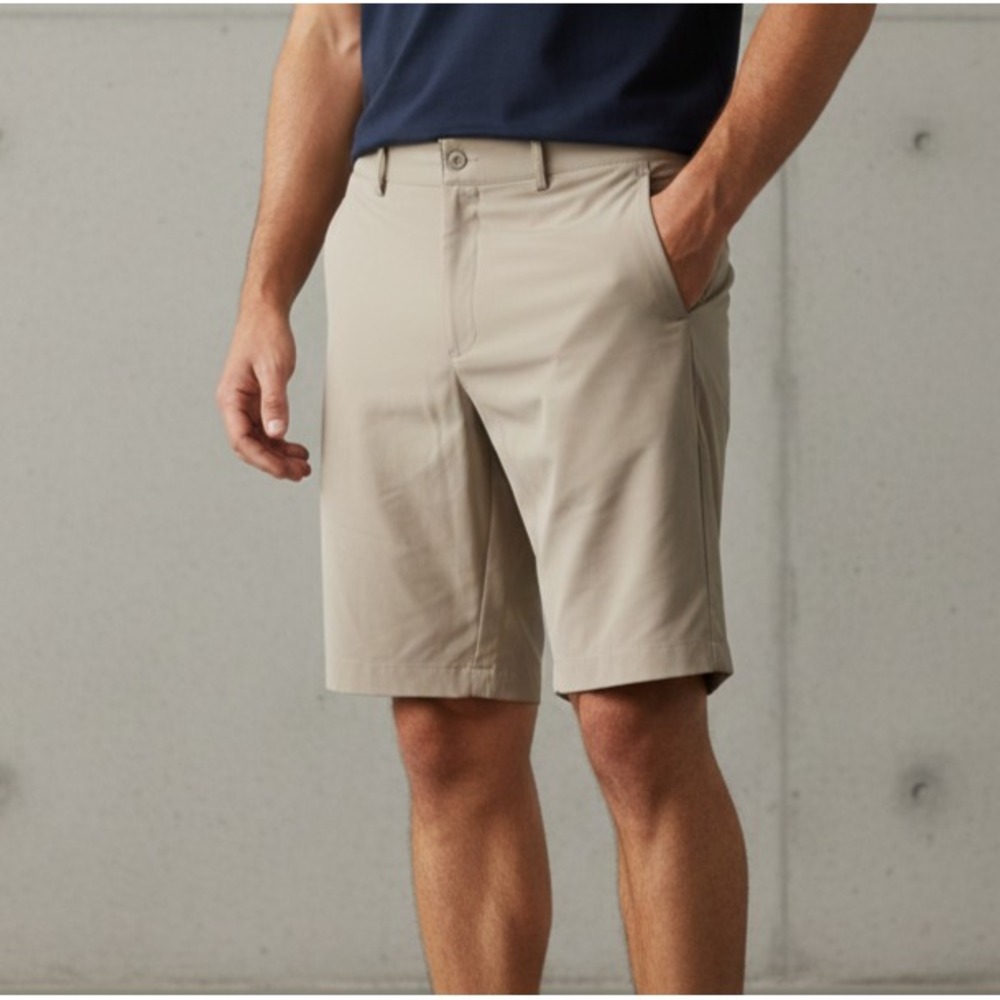 Nike Flat Front Performance Golf Shorts Men's Size 38‎ Beige Slash Pockets